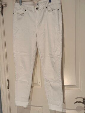PAIGE Verdugo Crop white jeans with frayed hem, Size 32